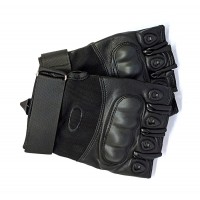 Перчатки тактические черные с пластиковыми накладками